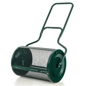 24-Inch Metal Mesh Compost Spreader With 2.7 Cu.ft Large Capacity, Heavy-Duty Rustproof Lawn Spreader For Peat Moss/Topsoil/Sand-Green (Option: defaulttitle)