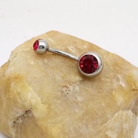 Puncture Hypoallergenic Titanium Steel Navel Buckle Belly Nail (Option: Wine Red)